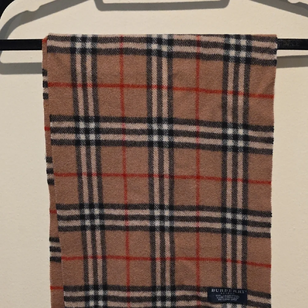 Burberry Classic Tan and Black Plaid Scarf